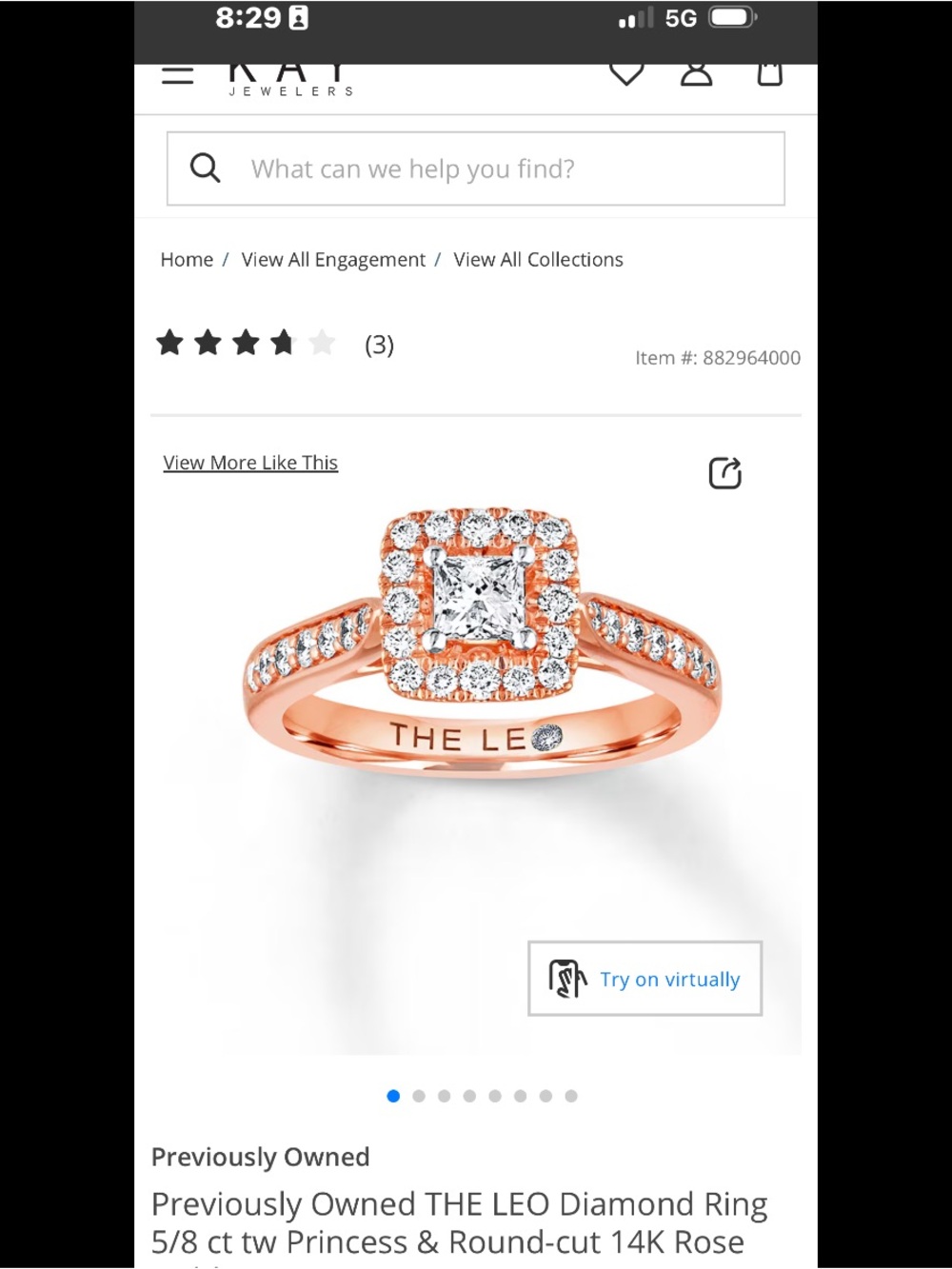 14K Rose Gold Diamond Halo Engagement Ring - Rose Gold